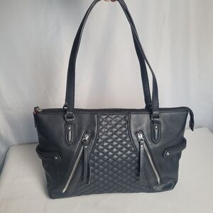 Nicole By Nicole Miller Black Vegan Leather Shoulder Bag